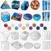 Silicone Resin Molds Kit 26PCS, Dyroubo Epoxy Resin Molds, Large Resin Casting Molds with 12 Glitter Sequins for UV Resin Casting, Including Sphere, Cube, Pyramid, Ashtray, Coaster, Stone & Pendants
